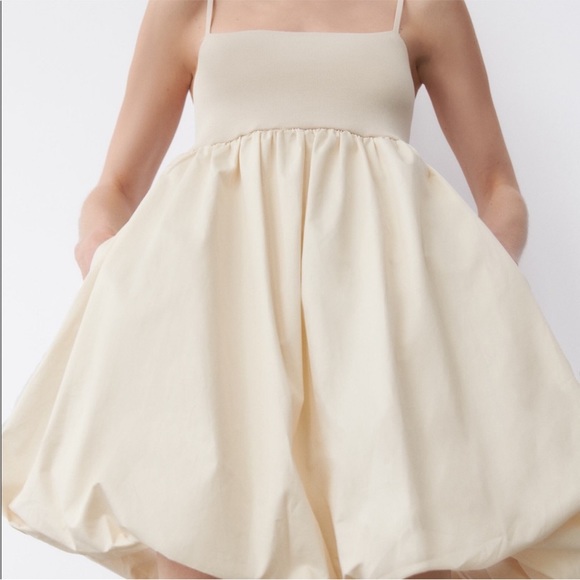 NWT Zara knit cream bubble dress - Picture 8 of 10